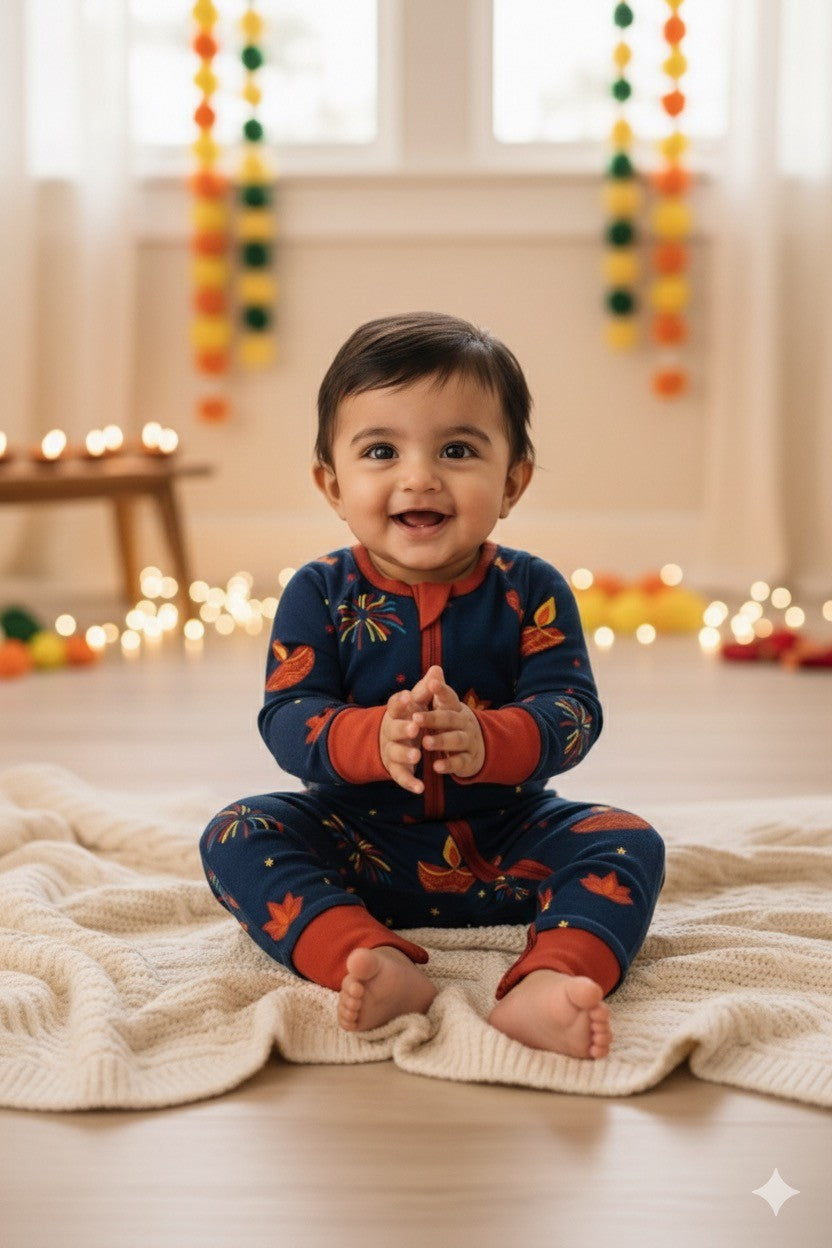 'Happy Diwali' Pajamas Babies